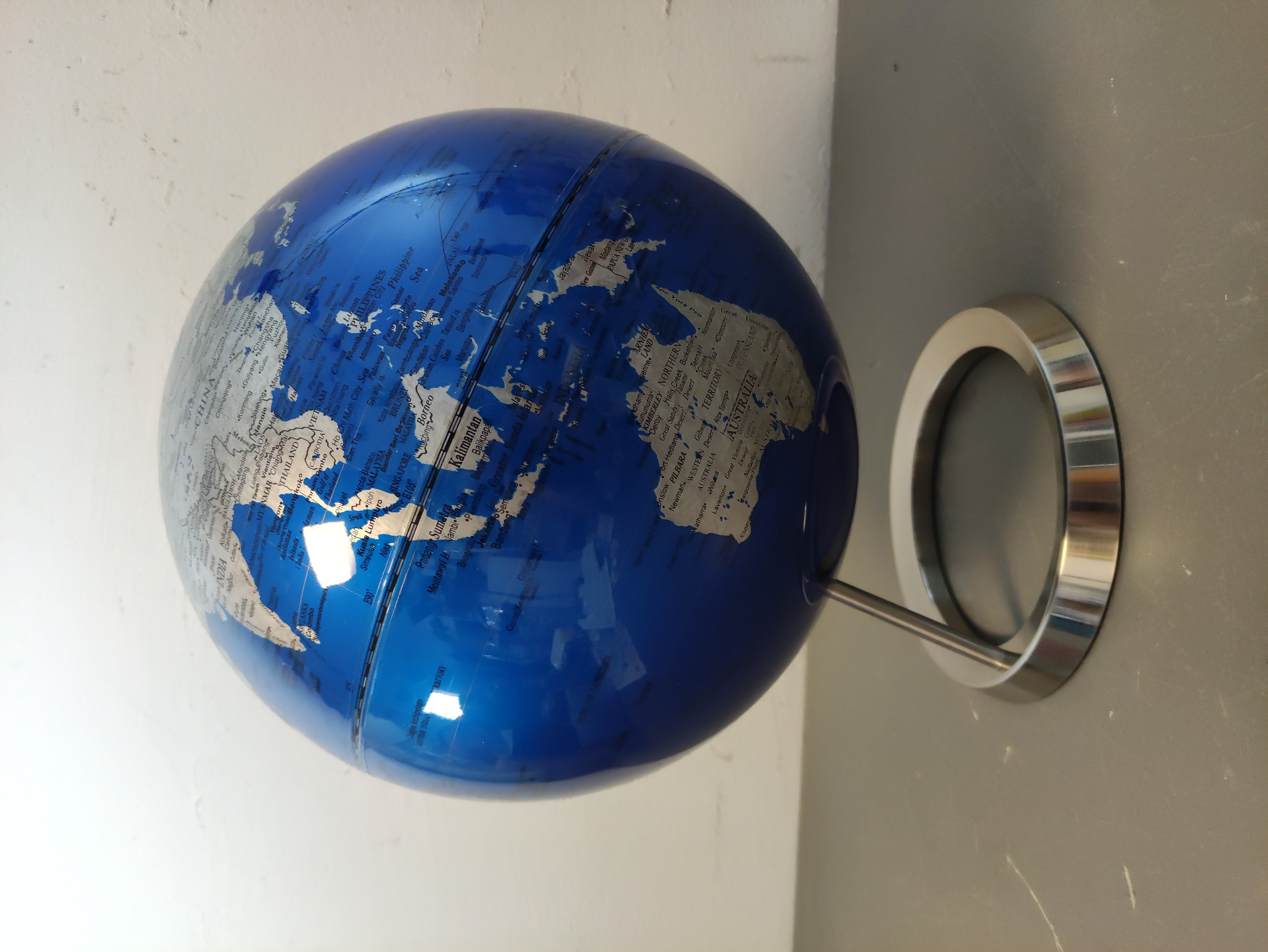 globo terraqueo giratorio pvc azul inox alt 37 1u